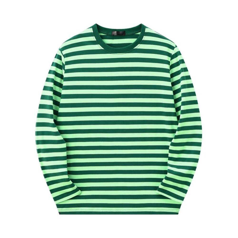 Striped Sweatshirts Stripes T-Shirt Long Sleeve Casual Tee Top Green White